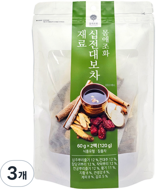 몸애조화 십전대보차 한방 재료 2p, 120g, 3개