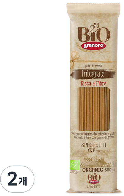 그라노로 유기농 통밀 스파게티, 2개, 500g