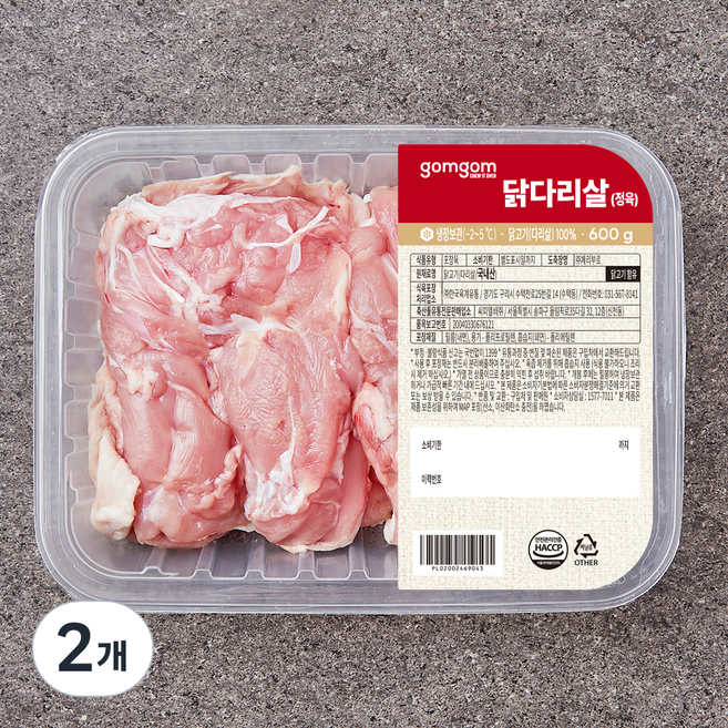 곰곰 닭다리살 (정육) (냉장), 2개, 600g