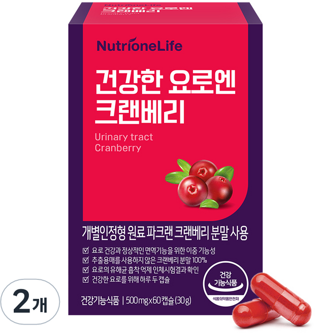 뉴트리원 건강한 요로엔 크랜베리, 60정, 2개