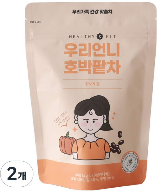 우리꽃연구소 헬시앤핏 우리언니 호박팥차 삼각티백, 2g, 2개, 20개입