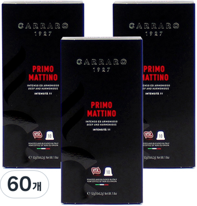 까라로 네스프레소 호환 커피캡슐 블랙라인 프리모마티노, 5.2g, 1개입, 60개