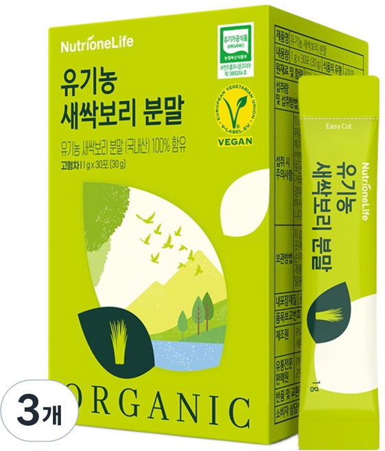 뉴트리원 유기농 새싹보리 분말 30p, 30g, 3개