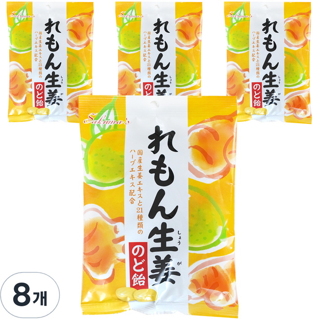 사쿠마 레몬 앤 생강 목캔디, 77g, 8개
