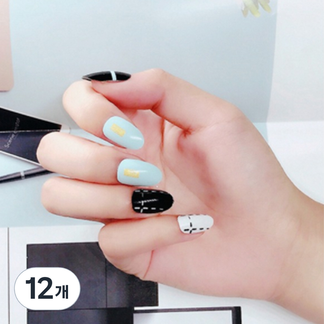 이코 타로포인트라인 네일스티커 Q920, 혼합색상, 12개