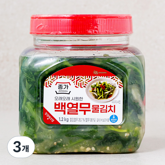 종가 백열무 물김치, 1.2kg, 3개