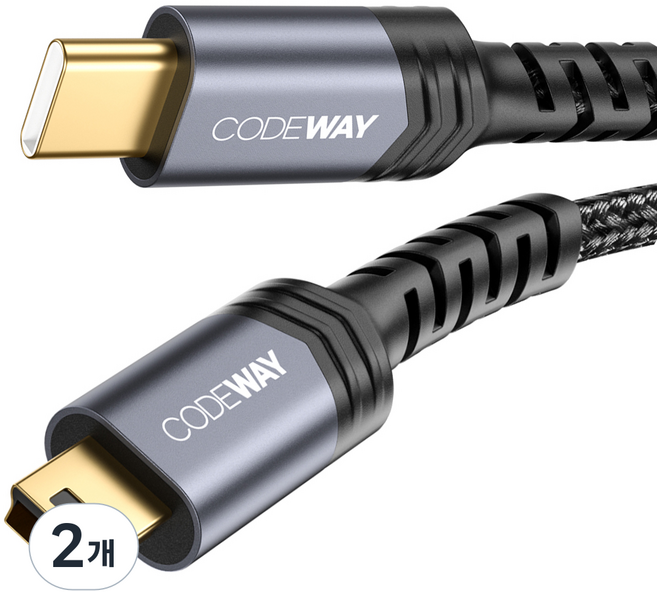 CODEWAY USB Type-C to Mini 5pin 外接硬碟傳輸線, 2m, 2個