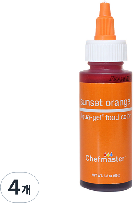 셰프마스터 리쿠아젤 식용색소 썬셋오렌지, 65g, 4개