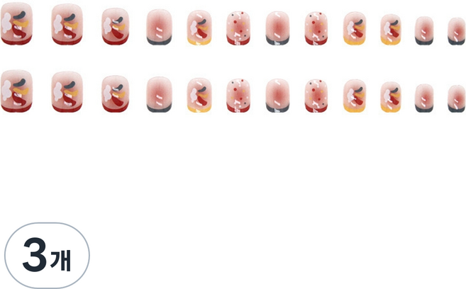 비투윈 나약성 예쁜 네일팁, 3개, R443 컬러배색