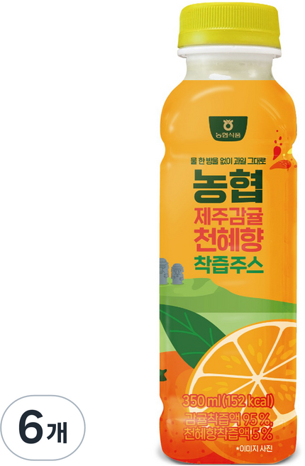 농협식품 제주감귤 천혜향 착즙주스, 6개, 350ml