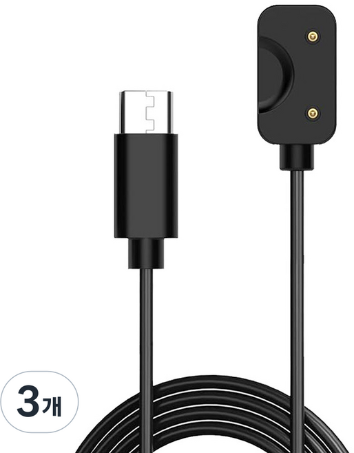 SKY 필 WF3C 갤럭시 핏3 호환 스마트밴드 C타입 충전 케이블, 블랙, 3개