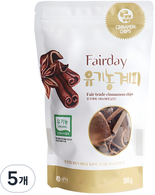 페어데이 공정무역 유기농계피, 130g, 5개