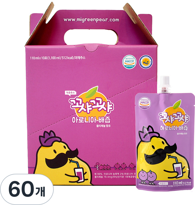 꼬샤꼬샤 아로니아 배즙 스파우트, 110ml, 60개