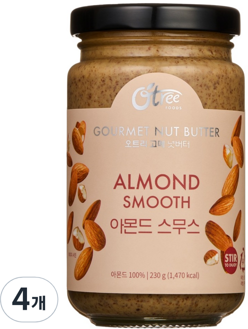 오트리 고메 넛버터 아몬드 스무스, 230g, 4개