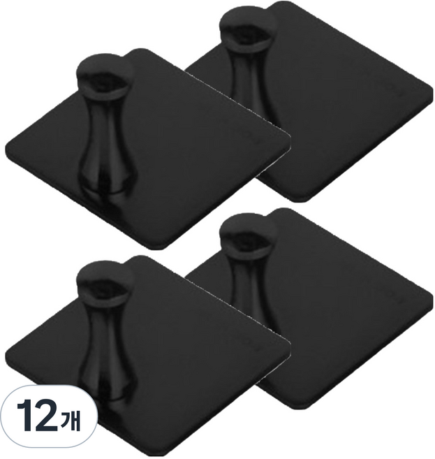 투데이리빙 모던 스텐 부착 후크 C형, 블랙(R65012B), 12개