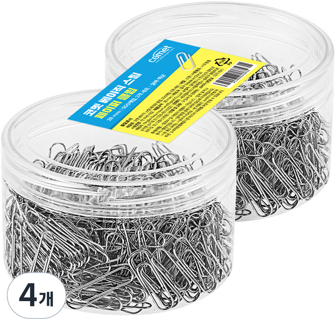 코멧 베이직 스틸 페이퍼 클립, 500개입, 4개