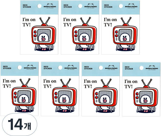 라인프렌즈 B&F 데코스티커 2탄, 아임온티비, 14개