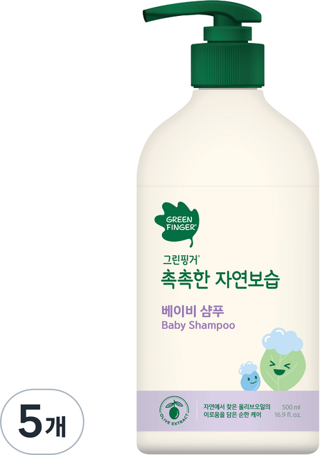 그린핑거 촉촉한 자연보습 베이비 샴푸, 500ml, 5개