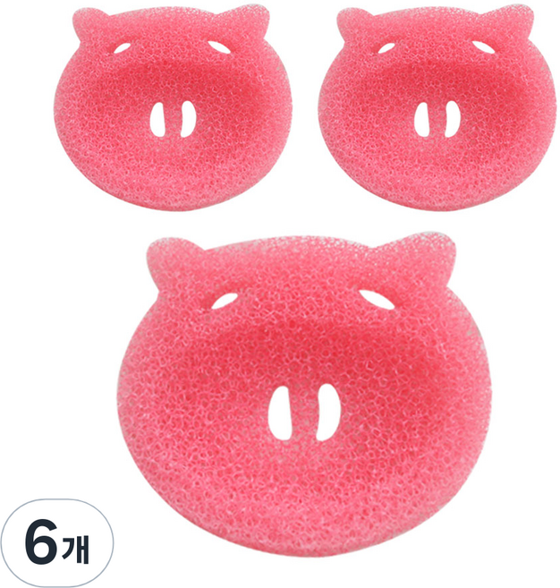 새드리 뽀솜이 스펀지 비누받침, 돼지(핑크), 6개