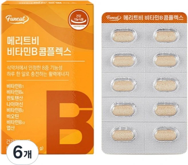 퍼니트 메리트비 비타민B 콤플렉스 51g, 60정, 6개 - 쿠팡