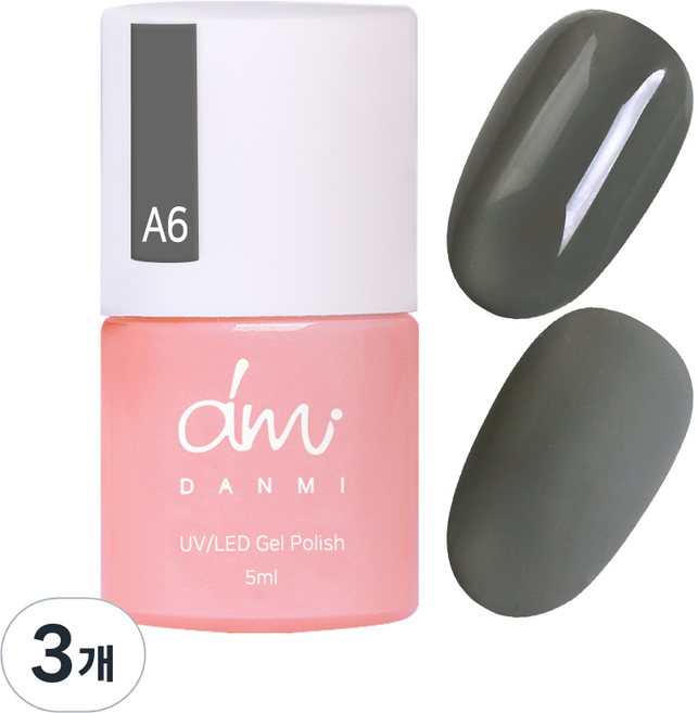 단미 컬러 젤네일, A6 모던그레이, 5ml, 3개