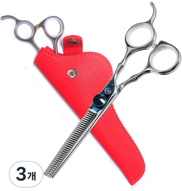 베이51 헤어디자이너용 틴닝가위 350S + 파우치 색상랜덤, 3개