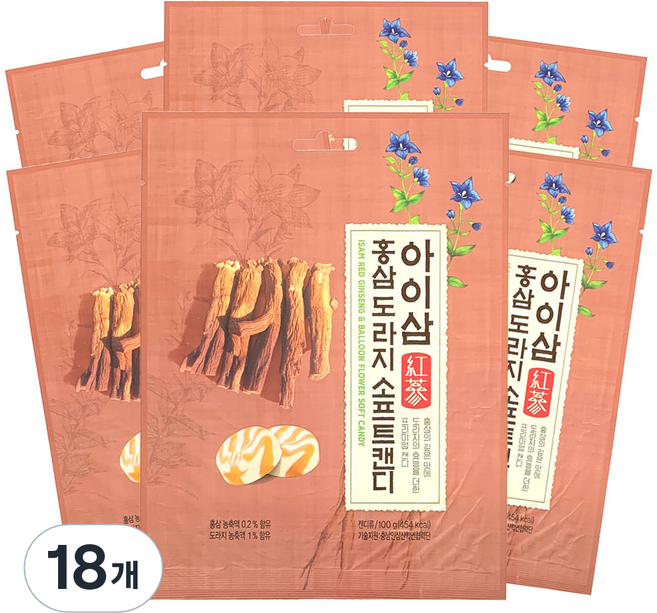 아이삼 홍삼도라지 소프트캔디, 18개, 100g