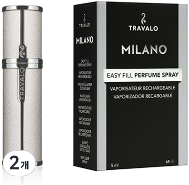 트라발로 밀라노 펌핑식 충전 휴대용 향수공병 5ml, 화이트, 2개