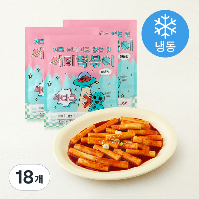 토끼밀 이티 떡볶이 매운맛 (냉동), 230g, 18개