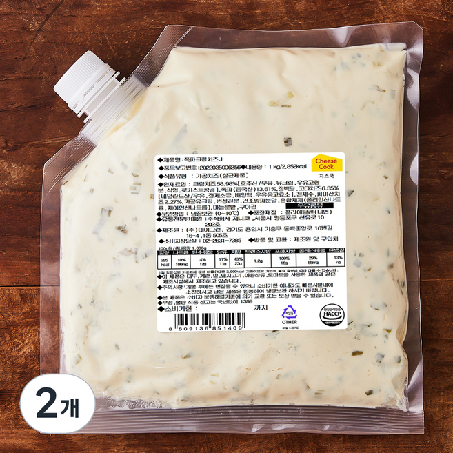 쪽파 크림치즈 J, 1kg, 1개입, 2개