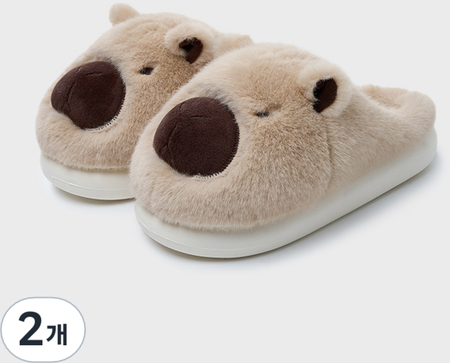 아트조이 신어바라 카피바라 슬리퍼, BEIGE, 2개