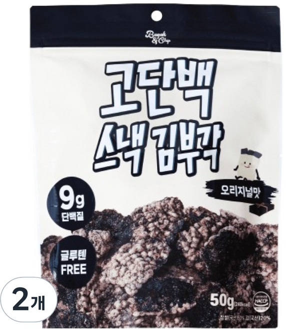 부각앤칩 고단백 스낵 김부각 오리지널맛, 2개, 50g