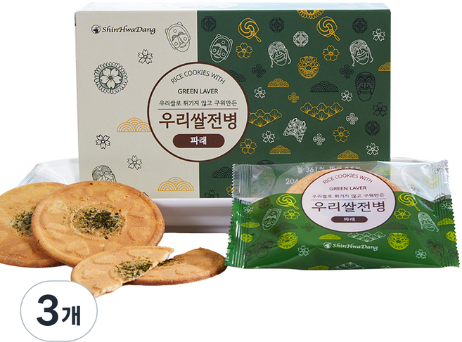 신화당 우리쌀 파래 전병 6p, 204g, 3개