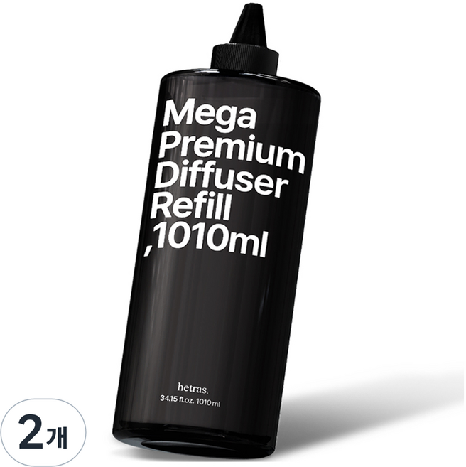 헤트라스 메가 프리미엄 대용량 디퓨저 리필 + 뾰족캡, 호텔우드, 1.01L, 2개