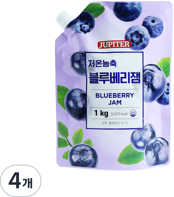 저온농축 블루베리잼, 1kg, 4개