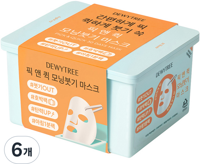 듀이트리 픽앤퀵 뽑아쓰는 마스크 모닝붓기, 30개입, 6개