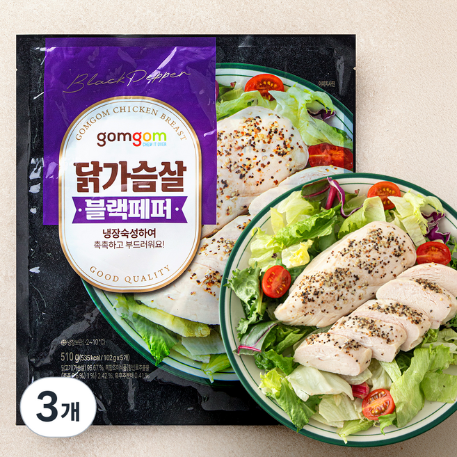 곰곰 닭가슴살 블랙페퍼, 510g, 1개입, 3개