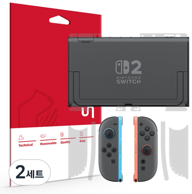 스코코 닌텐도 스위치2 본체 후면 + 조이콘2 무광 외부보호필름 2p 세트, 2세트, NDG00080013
