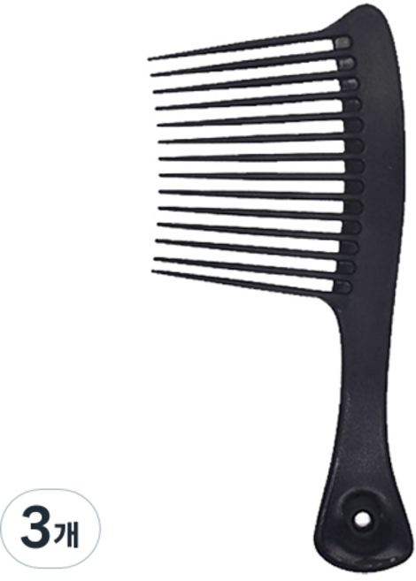 딥톡 헤어 스타일링 도끼빗 DT0393, 3개, 블랙