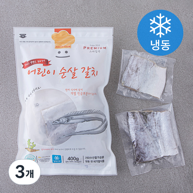 스마일쿡 어린이 순살 갈치 (냉동), 400g, 3개