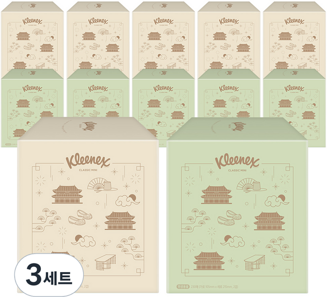 크리넥스 클래식 천연펄프 미니 각티슈 2겹, 230매, 36개