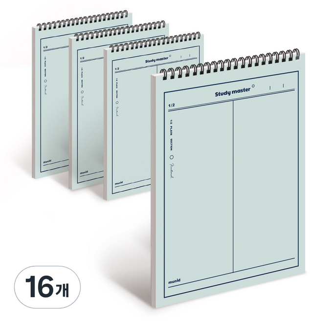 뮤니드 IS SPRING 세로 상철 2분할 노트, 그린, 16개