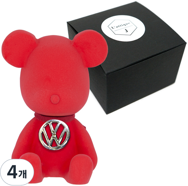 라띠크제이 엠블럼베어 차량용 방향제 폭스바겐 레드 + 가든스위피 5ml 리필 세트, 4개