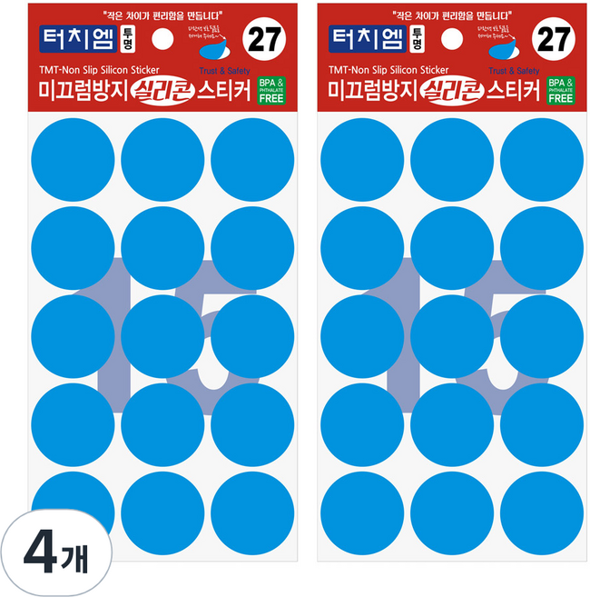 터치엠 미끄럼방지 실리콘 스티커 15p, 4개, 투명