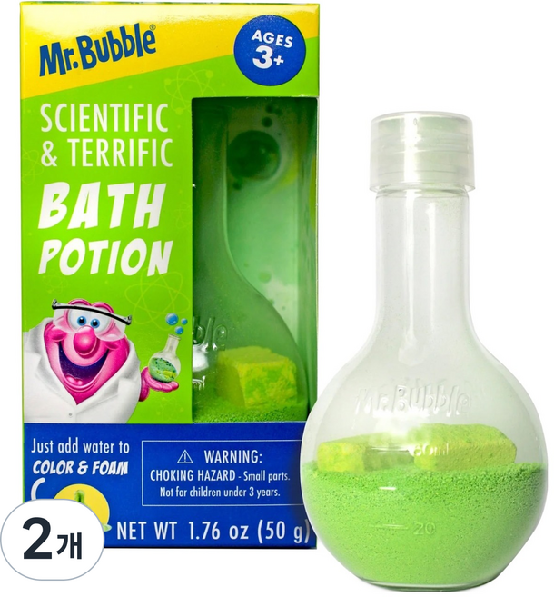 미스터버블 욕실 안의 작은 실험실 목욕놀이 바스 포션 입욕제 그린, 50g, 2개
