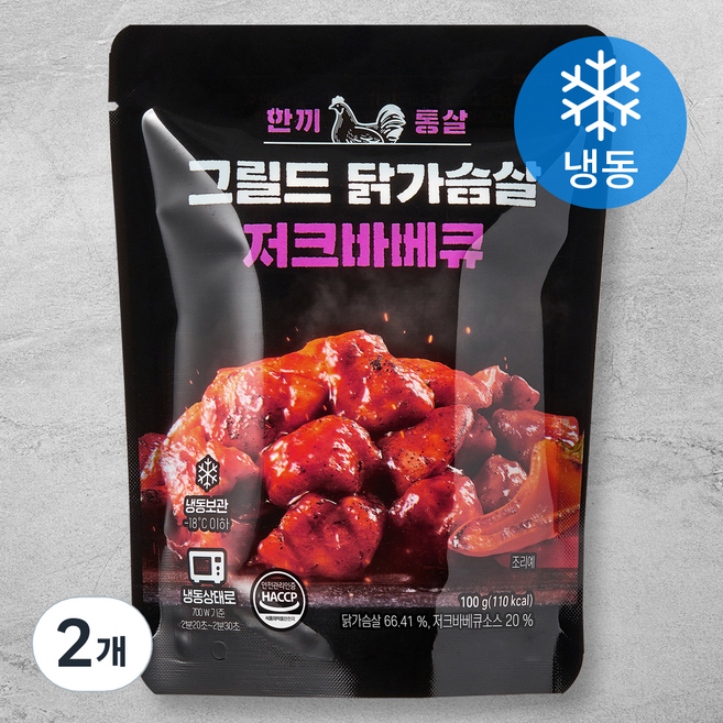 한끼통살 그릴드 닭가슴살 저크바베큐 (냉동), 100g, 1개입, 2개