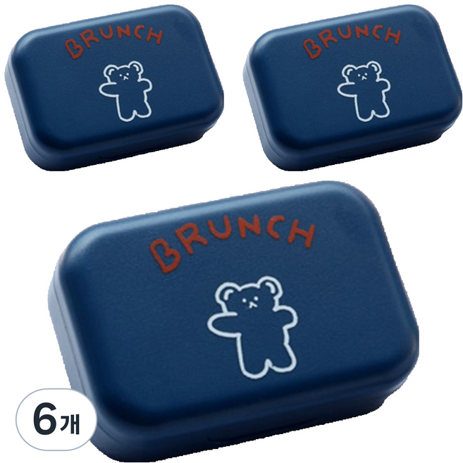 소울리치 심플 콘텍트렌즈 케이스, 브런치베어 블루, 6개