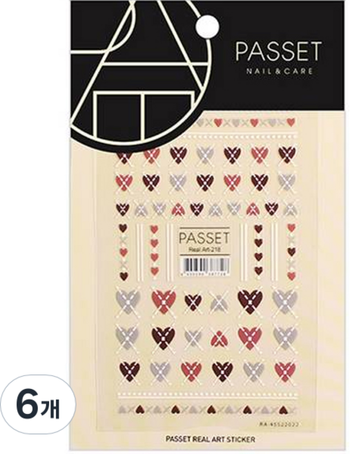 파셋 리얼 아트 네일스티커, ART218, 6개