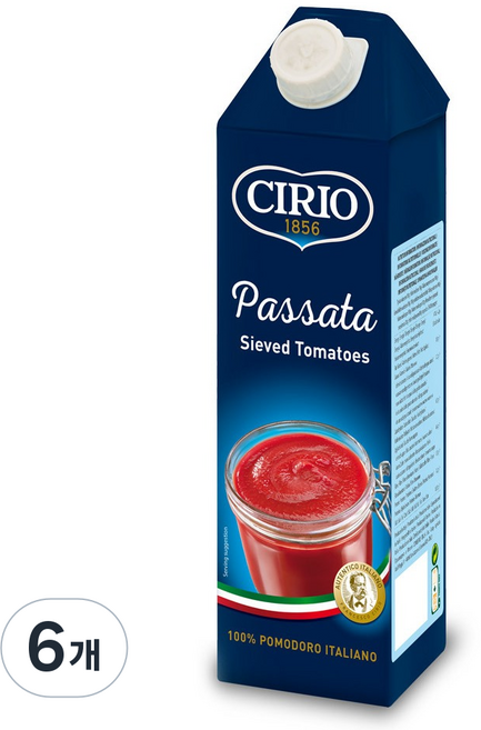 치리오 파사타 토마토 퓨레, 6개, 1L