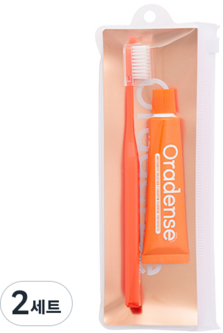 오라덴스 충치케어 휴대용 칫솔 + 치약 35g 세트, 2세트